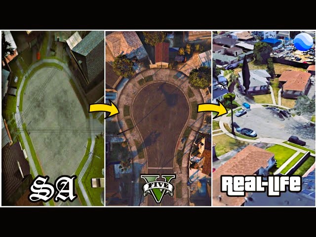 Grove Street in GTA SA vs 5 vs Real Life